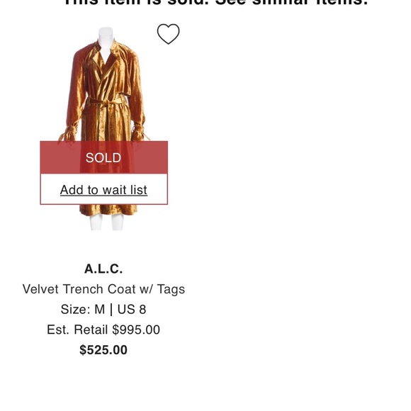 ALC Peach Velvet mid length trench coat - Picture 9 of 9